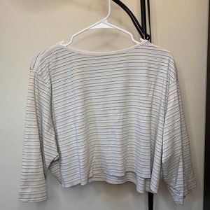 Women's Pastel Striped Cut-Off Long Sleeve Shirt, XL